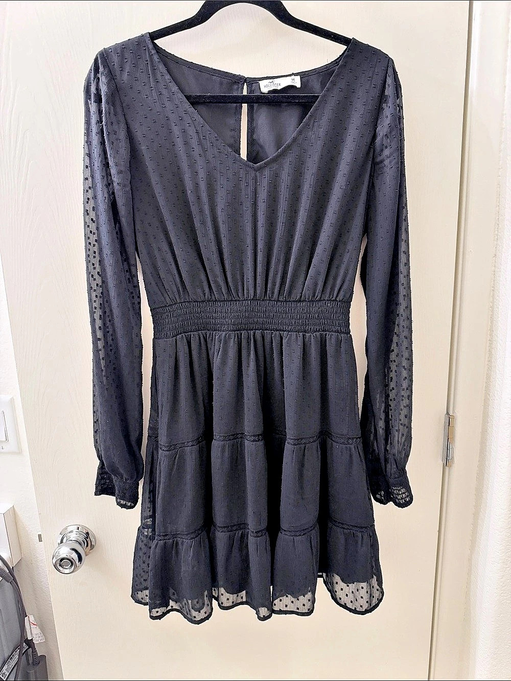 Hollister Dot Mesh Mini Dress Black Size Medium